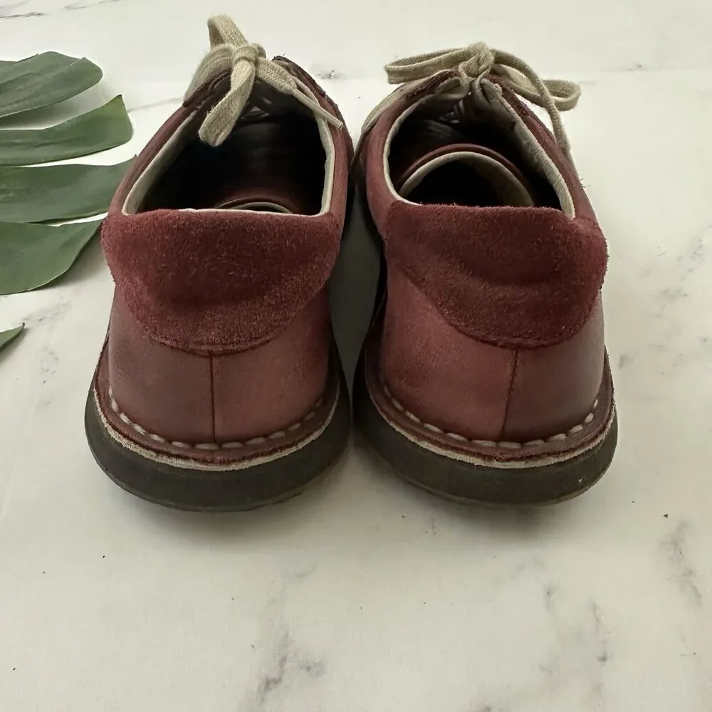 Camper Mens Leather Sneaker Shoes Size 39 Dark Red Lace Up Suede Trim